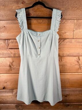 Anthropologie Light Blue Mini Dress with Lace Straps